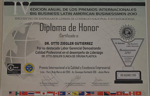 Diploma Internacional a la Calidad y Excelencia Empresarial 2010