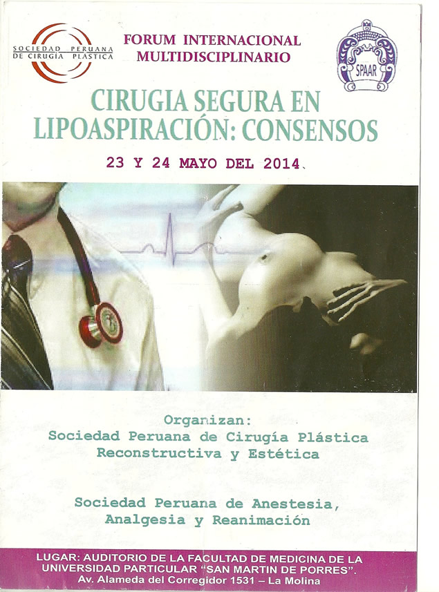 FORUM CIRUGIA SEGURA EN LIPOASPIRACION  23 - 24  MAYO 2014