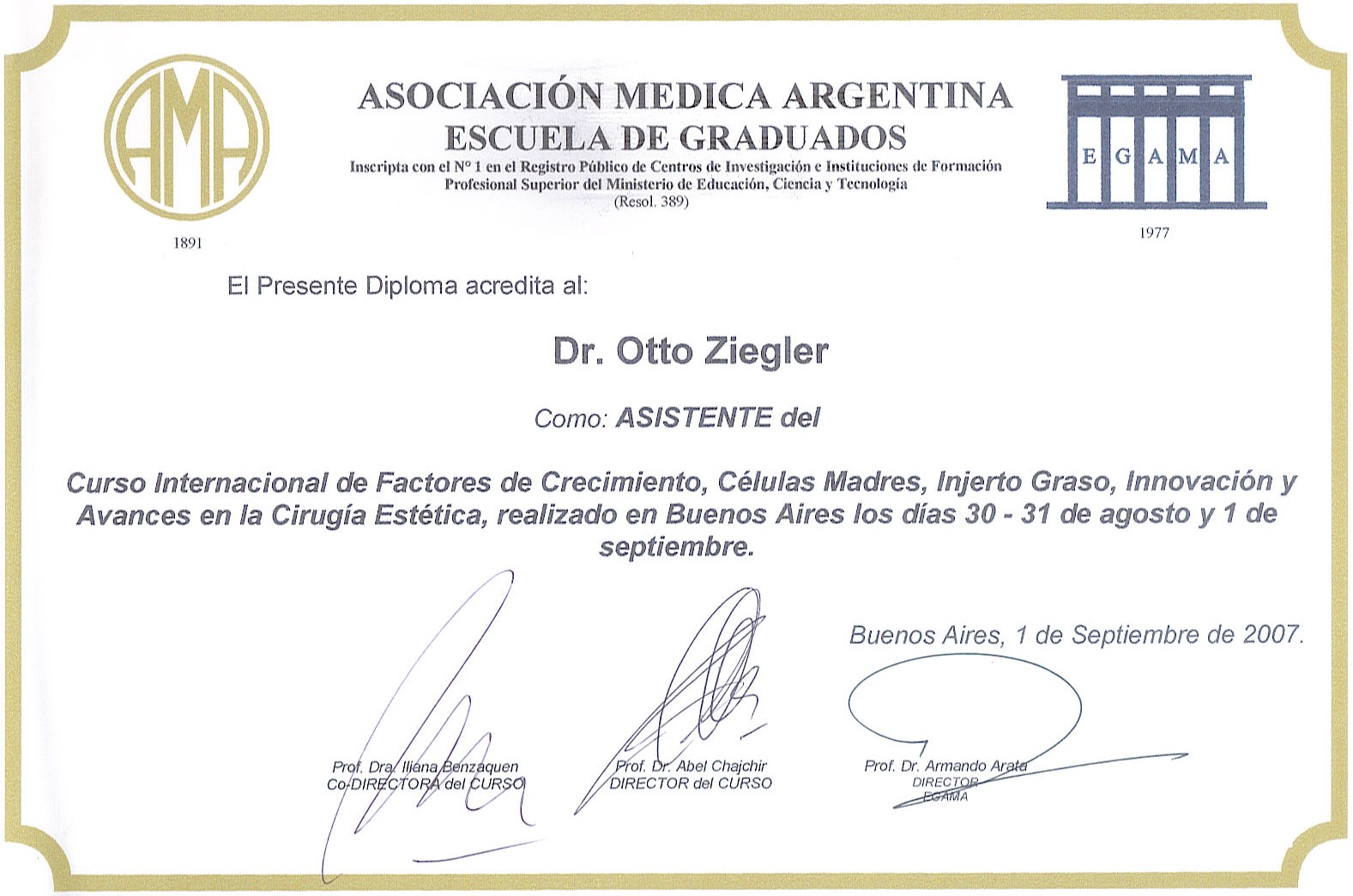 Diplomas en Injerto de Grasa