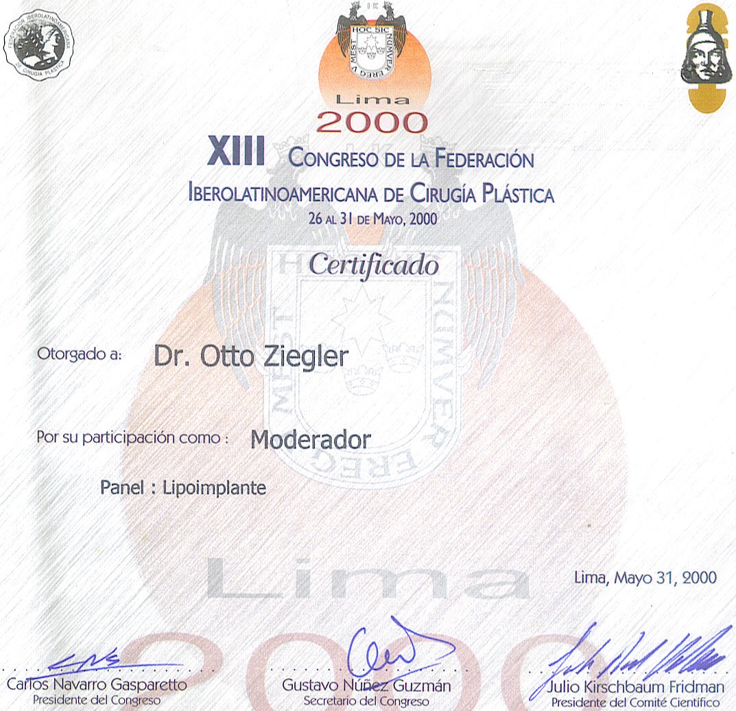 Diplomas en Injerto de Grasa 2000