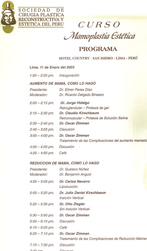 Curso de Mamoplastía Lima 2003