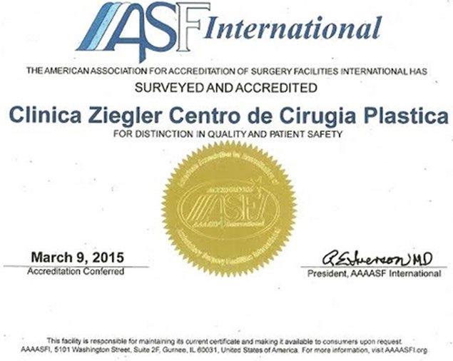 Diploma Certificación Internacional de la AAAASFI